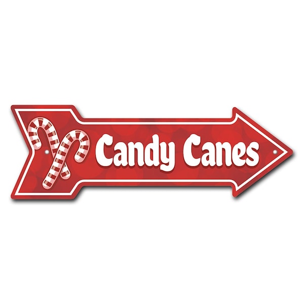 Signmission Candy Canes Arrow Sign Funny Home Decor 24in Wide - P-ARROW8-999926