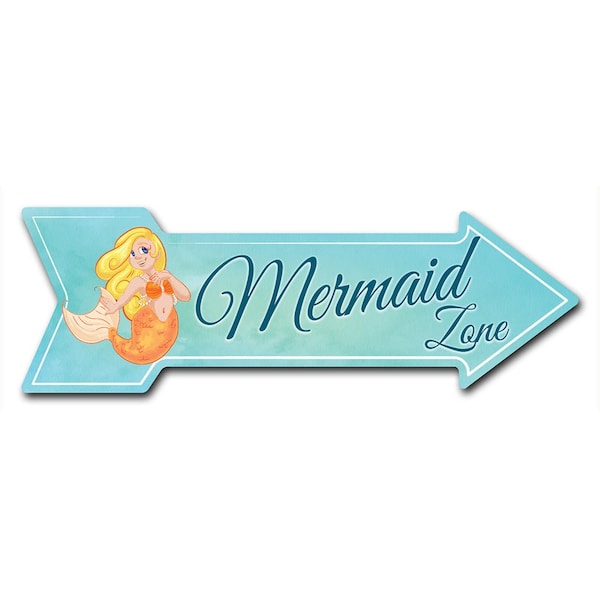 Signmission Mermaid Zone Arrow Decal Funny Home Decor 30in Wide - D-A-10-999749