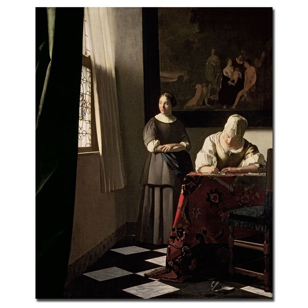 Trademark Fine Art Jan Vermeer 'Lady Writing a Letter with her Maid, 1670' Art, 26x32 - BL0046-C2632GG