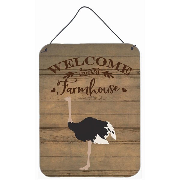 Carolines Treasures 12 x 16 in. Common Ostrich Welcome Wall or Door Hanging Prints - CK6868DS1216