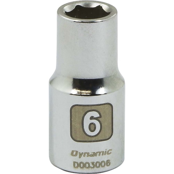 Dynamic Tools 1/4" Drive 6 Point Metric, 6mm Standard Length, Chrome Socket - D003006
