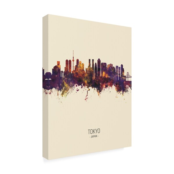 Trademark Fine Art Michael Tompsett 'Tokyo Japan Skyline Portrait III' Canvas Art, 14x19 - MT02830-C1419GG