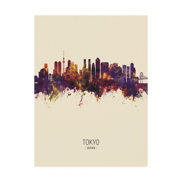 Trademark Fine Art Michael Tompsett 'Tokyo Japan Skyline Portrait III' Canvas Art, 14x19 - MT02830-C1419GG