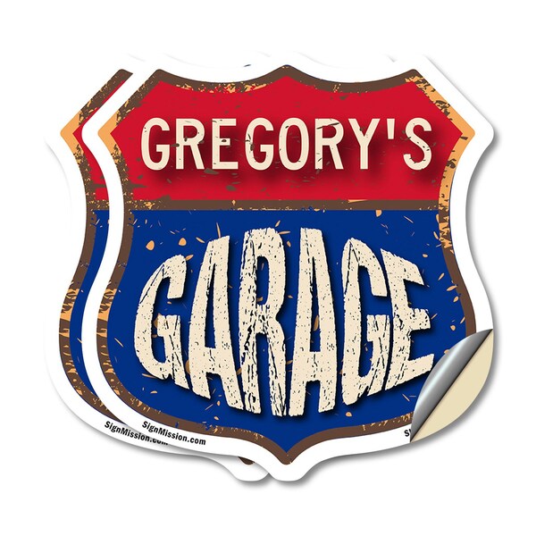 Signmission Gregory's Garage, 4 inch X 4 inch, Vinyl Decal, 2PK - SHI-D-2PACK-4-383-GREGORY