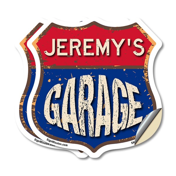 Signmission Jeremy's Garage, 12 inch X 12 inch, Vinyl Decal, 2PK - SHI-D-2PACK-12-383-JEREMY