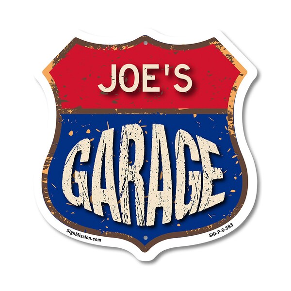 Signmission Joe's Garage, 6 Inch X 6 Inch, Plastic Sign - SHI-P-6-383-JOE
