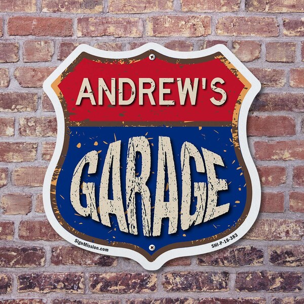 Signmission Andrew's Garage, 6 Inch X 6 Inch, Plastic Sign - SHI-P-6-383-ANDREW