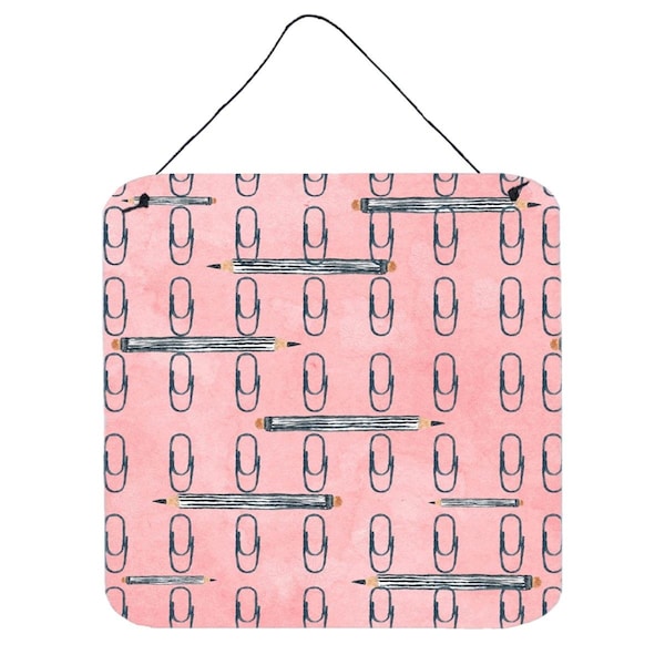 Micasa Watercolor Organized Paper Clips Pink Wall or Door Hanging Prints6 x 6 in. - MI231245