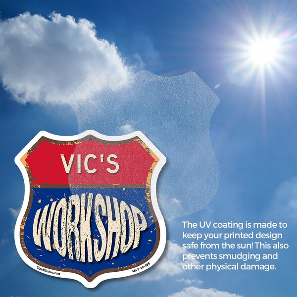 Signmission Vic's Workshop, 4 inch X 4 inch, Vinyl Decal, 5PK - SHI-D-5PACK-4-489-VIC