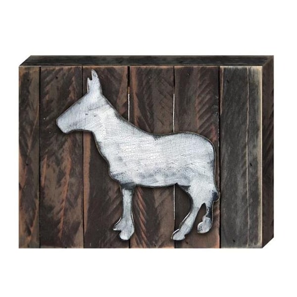 Designocracy Designocracy 98139-08 Donkey Rustic Farmhouse Art on Board Wall Decor - 98139-08