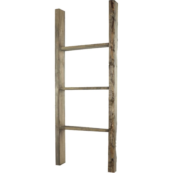 Ekena Millwork 19"W x 48"H x 3 1/2"D Vintage Farmhouse 3 Rung Ladder, Barnwood Decor Collection, Pebble Grey - DECR019X048X04LDRPG