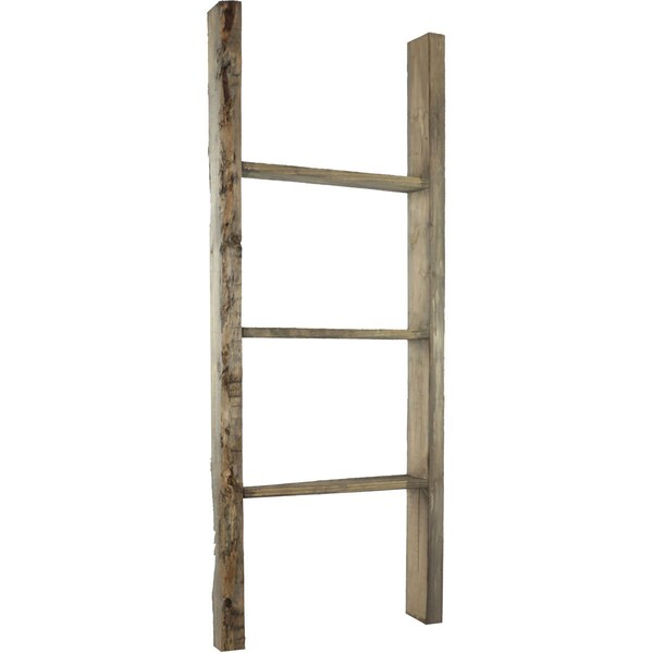 Ekena Millwork 19"W x 48"H x 3 1/2"D Vintage Farmhouse 3 Rung Ladder, Barnwood Decor Collection, Pebble Grey - DECR019X048X04LDRPG