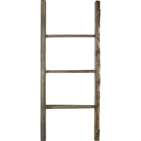 Ekena Millwork 19"W x 48"H x 3 1/2"D Vintage Farmhouse 3 Rung Ladder, Barnwood Decor Collection, Pebble Grey - DECR019X048X04LDRPG