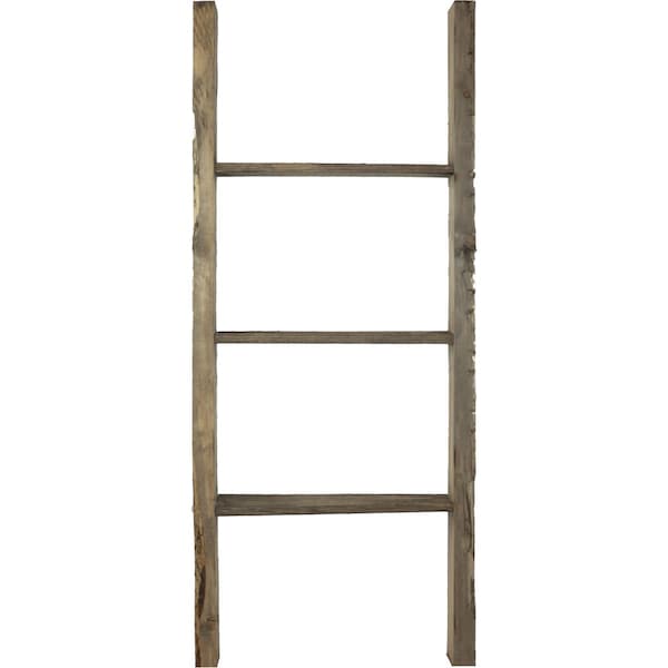 Ekena Millwork 19"W x 48"H x 3 1/2"D Vintage Farmhouse 3 Rung Ladder, Barnwood Decor Collection, Pebble Grey - DECR019X048X04LDRPG