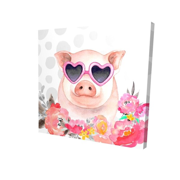 Fondo 32 x 32 in. Little Pig In Love-Print on Canvas - FO2792023
