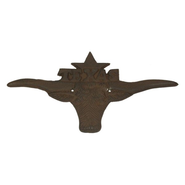 Fixturesfirst Cast Iron Large Texas Longhorn Plaque - FI1833958