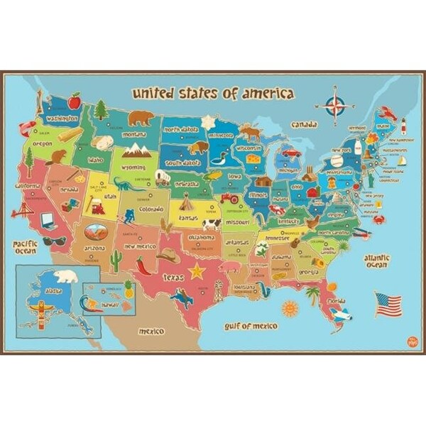Wall Pops WallPops WPE0623 Kids Usa Dry Erase Map Wall Decals - WPE0623