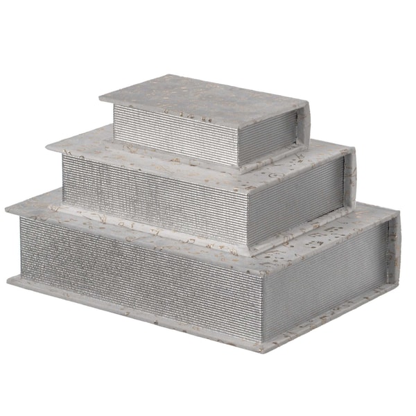 Vintiquewise White Velvet Vintage Storage Wooden Antique Classic Decorative Book Box Holder, PK 3 - QI004265.WT-M