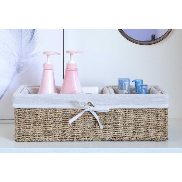 Vintiquewise Storage Basket, Brown, Seagrass, 3 PK - QI003421.3