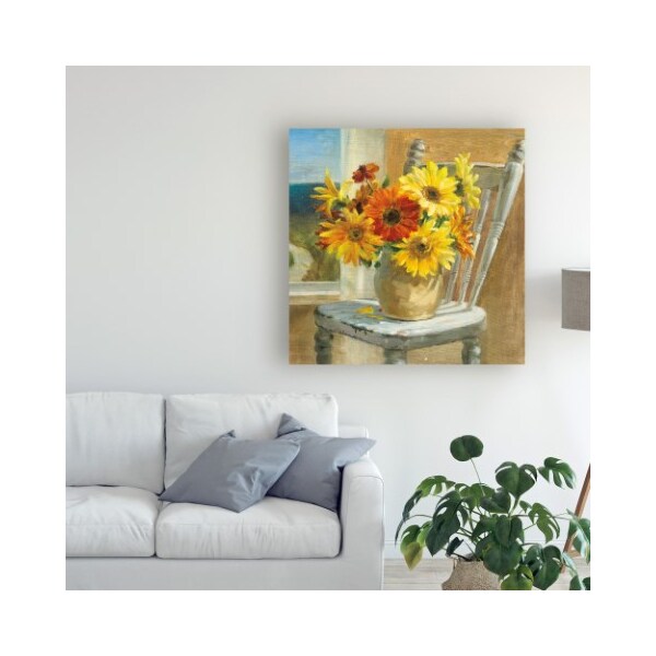 Trademark Fine Art Danhui Nai 'Sunflowers By The Sea Crop' Canvas Art, 14x14 - WAP10678-C1414GG