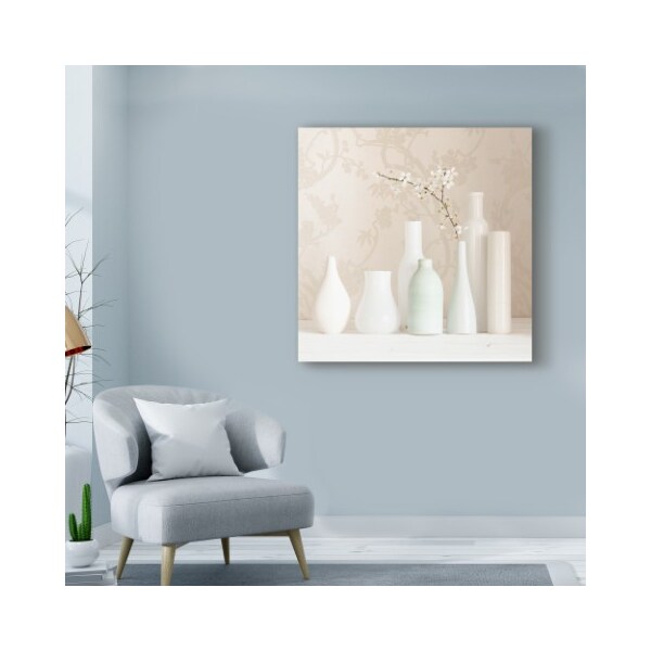 Trademark Fine Art Tom Quartermaine 'Blossom And White Vases Still Life' Canvas Art, 14x14 - ALI42370-C1414GG