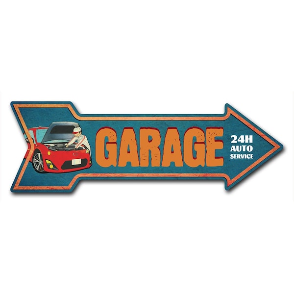 Signmission Garage Arrow Decal Funny Home Decor 24in Wide - D-A-8-999853