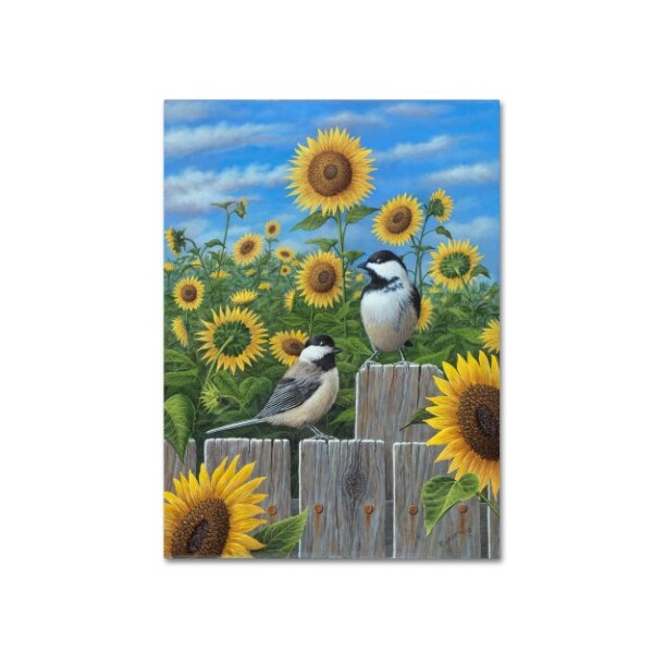 Trademark Fine Art Robert Wavra 'Chickadees And Sunflowers' Canvas Art, 14x19 - ALI12074-C1419GG
