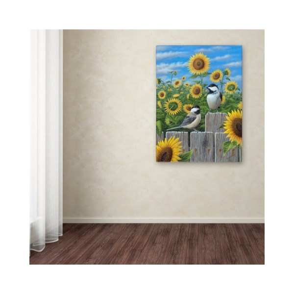 Trademark Fine Art Robert Wavra 'Chickadees And Sunflowers' Canvas Art, 14x19 - ALI12074-C1419GG