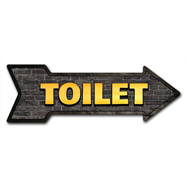 Signmission Toilet Arrow Decal Funny Home Decor 24in Wide - D-A-8-999565