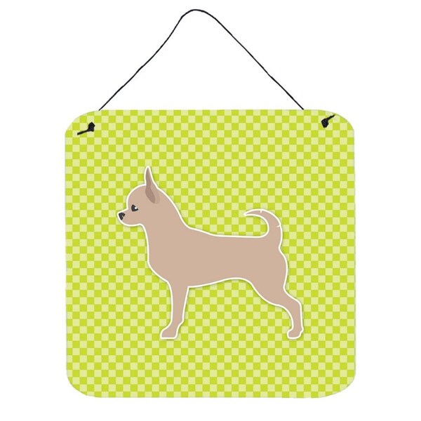 Carolines Treasures Chihuahua Checkerboard Green Wall or Door Hanging Prints - BB3850DS66
