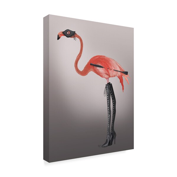 Trademark Fine Art Fab Funky 'Flamingo With Lace-Up Boots' Canvas Art, 35x47 - WAG00494-C3547GG
