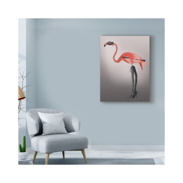 Trademark Fine Art Fab Funky 'Flamingo With Lace-Up Boots' Canvas Art, 35x47 - WAG00494-C3547GG