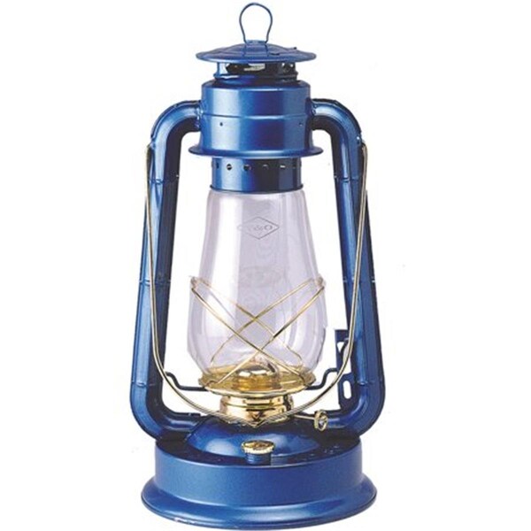 21St Century Hurricane Lantern for Blue Baked Enamel with Brass Plate Trim - 21601429