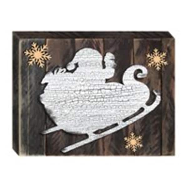 Designocracy Sleighing Santa Art on Board Wall Decor - 9881608