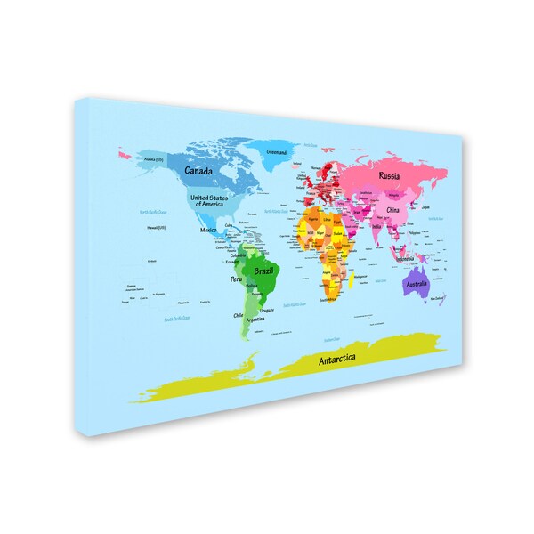 Trademark Fine Art Michael Tompsett 'World Map for Kids' Canvas Art, 35x47 - MT0493-C3547GG