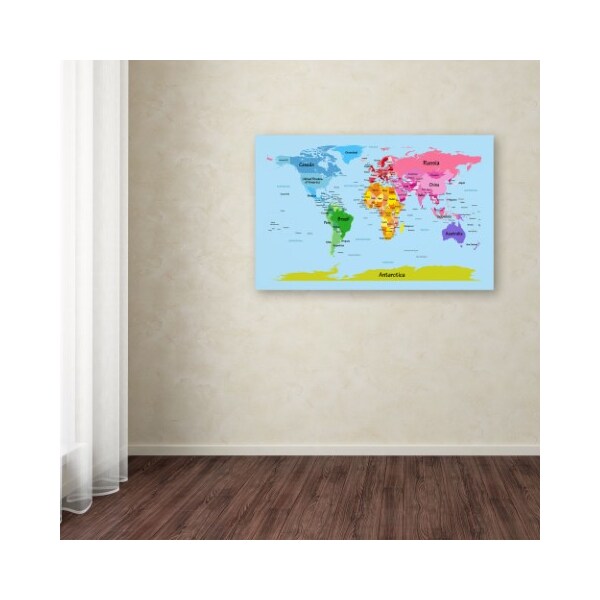 Trademark Fine Art Michael Tompsett 'World Map for Kids' Canvas Art, 35x47 - MT0493-C3547GG