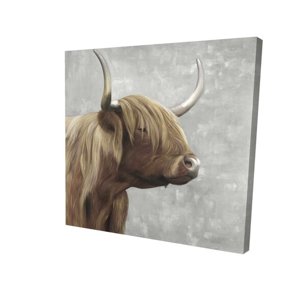 Fondo 32 x 32 in. Beautiful Desaturated Higland Cattle-Print on Canvas - FO2790570