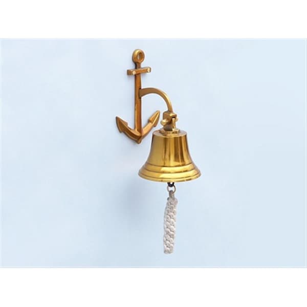Handcrafted Model Ships Brass Hanging Anchor Bell 8 in. Decorative Accent - BL-2018-1-BR