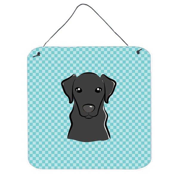 Micasa Checkerboard Blue Black Labrador Aluminum Metal Wall Or Door Hanging Prints6 x 6 In. - MI730518