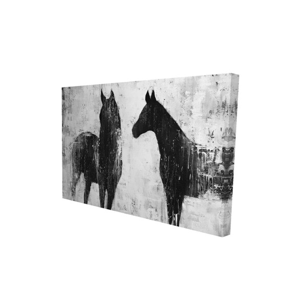 Begin Home Decor 12 x 18 in. Black & White Horses-Print on Canvas - 2080-1218-AN2