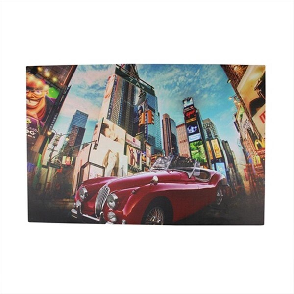 Back2Basics 23.5 in. Battery Operated 6 LED Nyc 7Th Avenue Time Square Canvas Wall Hanging - BA72778