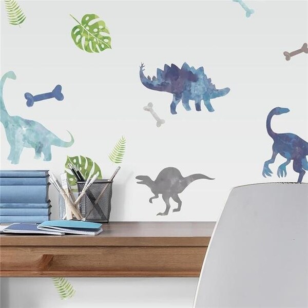 Roommates RoomMates RMK4101SCS Watercolor Dinosaur Peel & Stick Wall Decals - RMK4101SCS