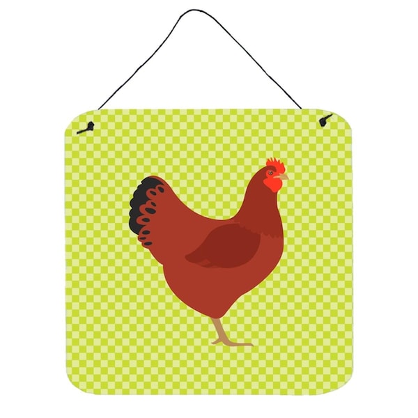Micasa New Hampshire Red Chicken Green Wall or Door Hanging Prints, 6 x 6 in. - MI229169