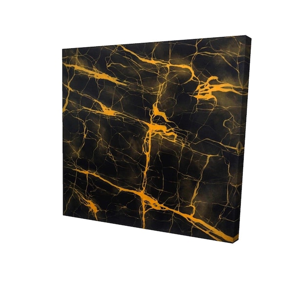 Begin Home Decor 32 x 32 in. Black & Gold Marble Texture-Print on Canvas - 2080-3232-AB55