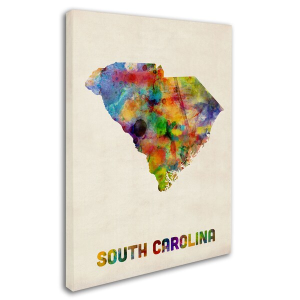 Trademark Fine Art Michael Tompsett 'South Carolina Map' Canvas Art, 14x19 - MT0354-C1419GG