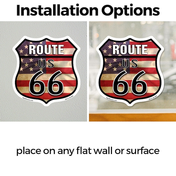 Signmission Route Us 66 Flag, 12 inch X 12 inch, Vinyl Decal, 2PK - SHI-D-2PACK-12-483