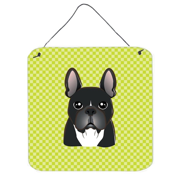 Jensendistributionservices Checkerboard Lime Green French Bulldog Aluminum Metal Wall Or Door Hanging Prints, 6 x 6 In. - MI1720986