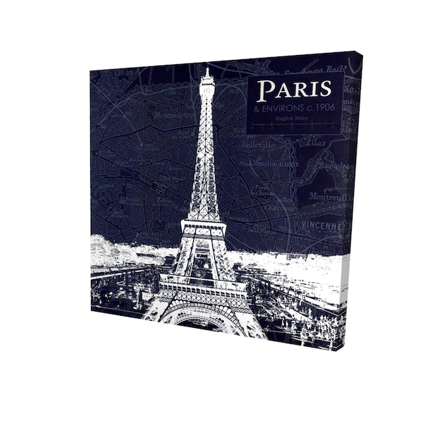 Fondo 16 x 16 in. Paris Blue Print & Eiffel Tower-Print on Canvas - FO3337979