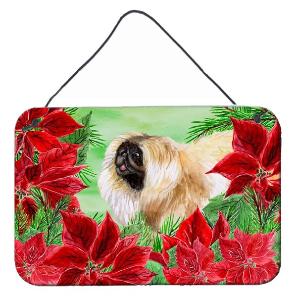 Carolines Treasures Pekingese Poinsettas Wall or Door Hanging Print - CK1329DS812