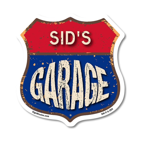 Signmission Sid's Garage, 6 Inch X 6 Inch, Plastic Sign - SHI-P-6-383-SID